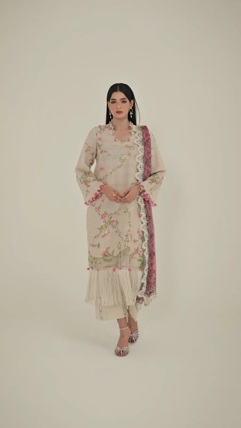 Embroidered 3 Piece Muzlin Suit - M262-013A-CJ