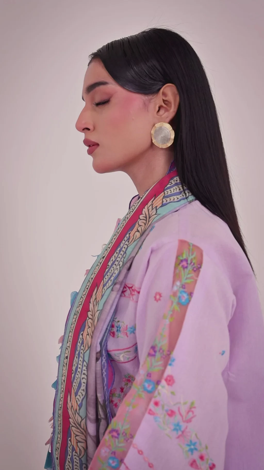 Embroidered 3 Piece Muzlin Suit - M262-011B-DC