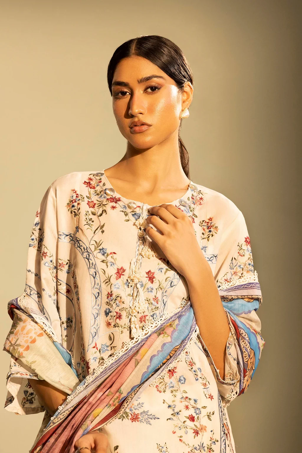Embroidered 3 Piece Muzlin Suit - M262-011A-DC