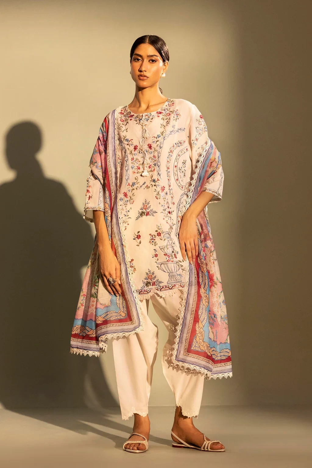 Embroidered 3 Piece Muzlin Suit - M262-011A-DC
