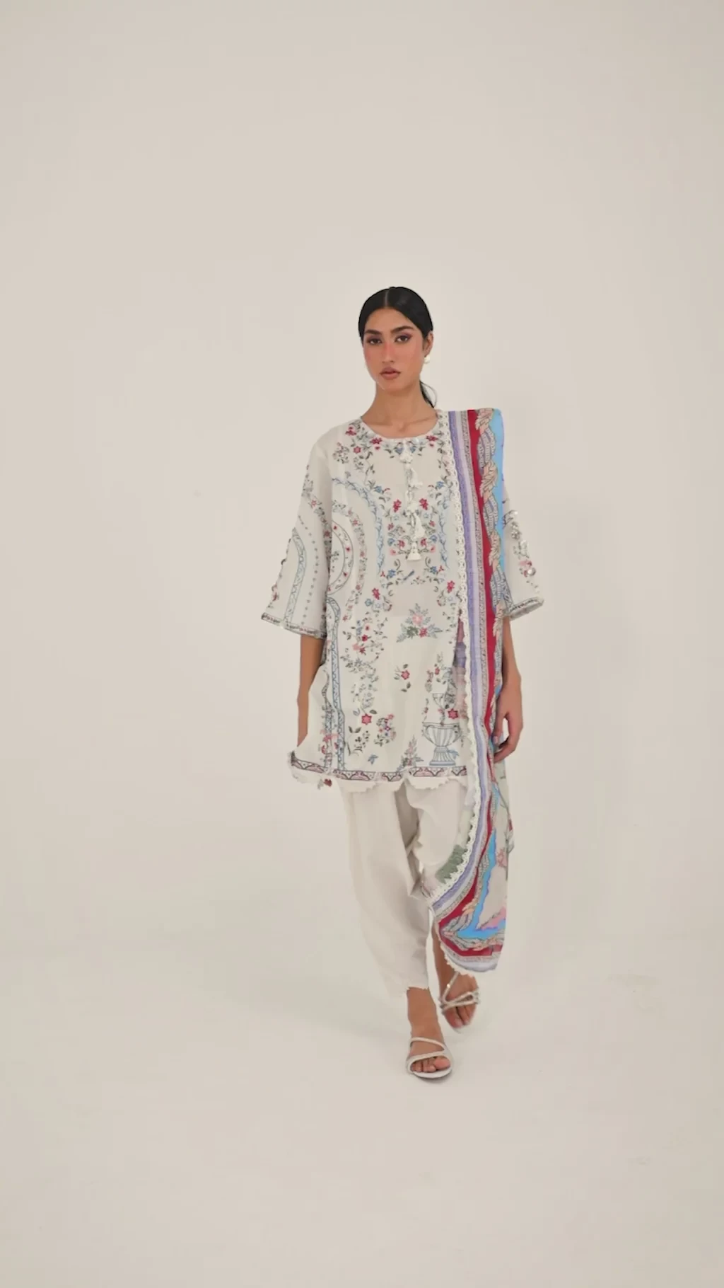 Embroidered 3 Piece Muzlin Suit - M262-011A-DC
