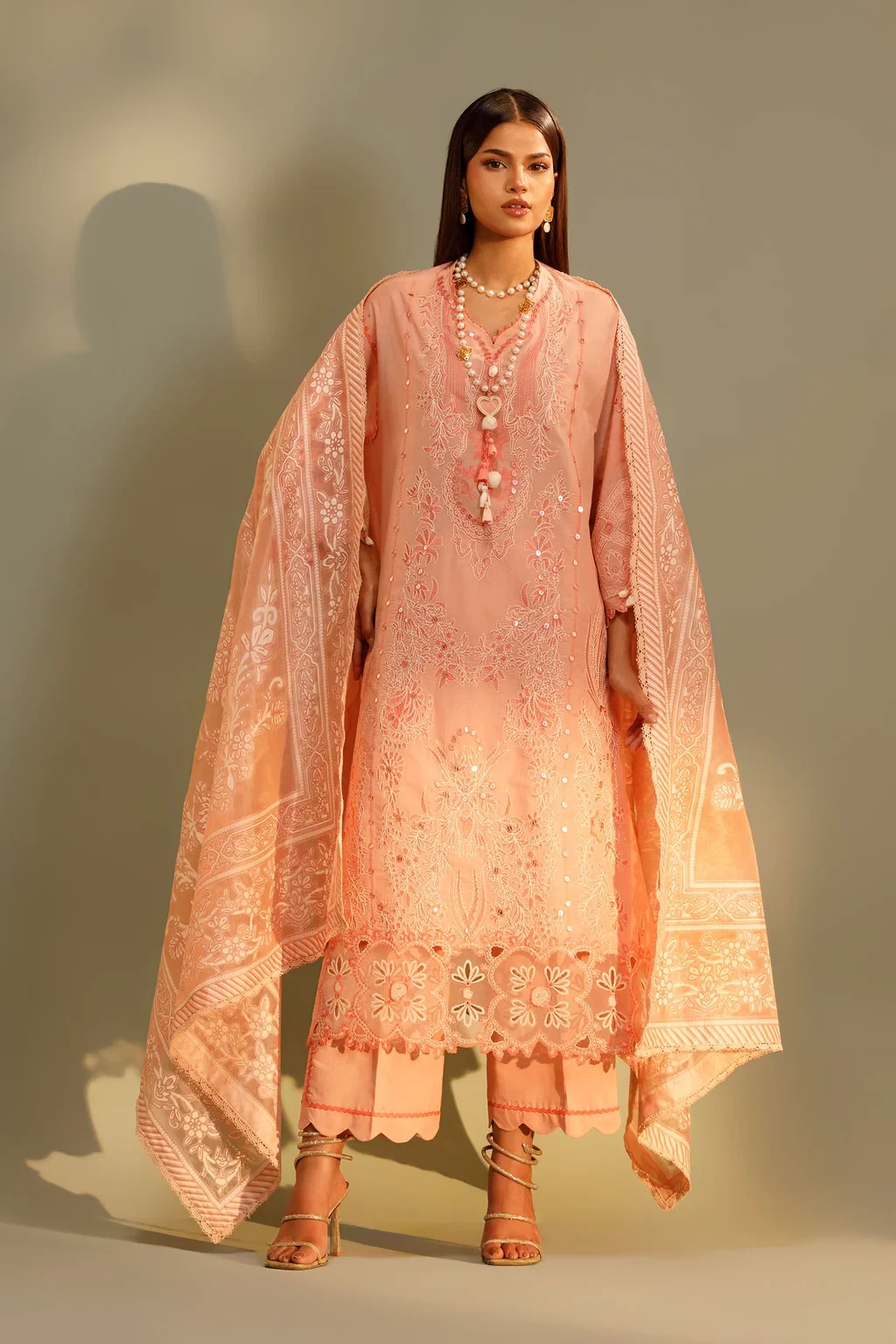 Embroidered 3 Piece Muzlin Suit - M262-009B-CT