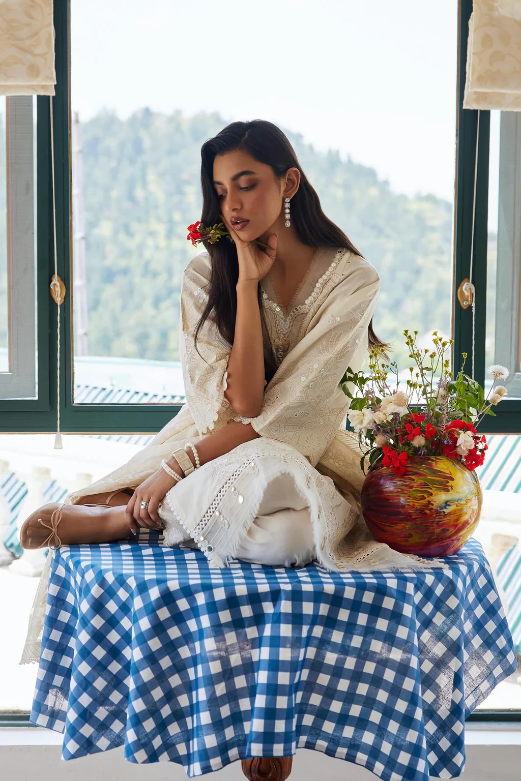 Embroidered 3 Piece Muzlin Suit - M262-009A-DD