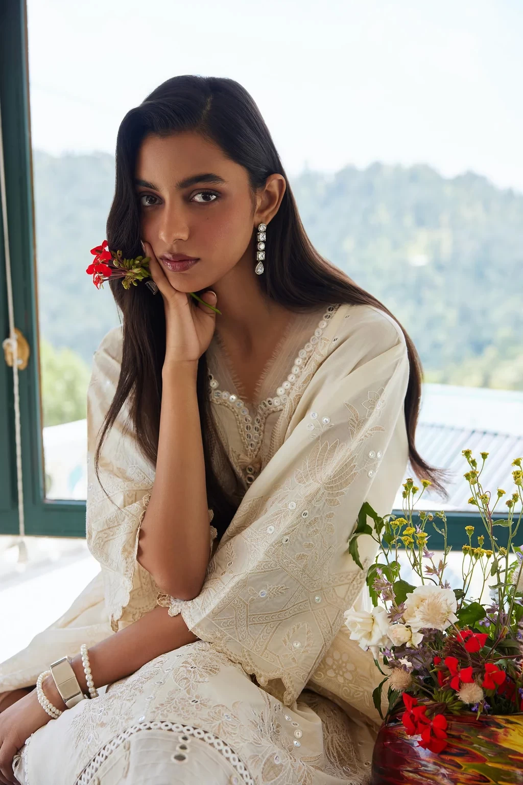 Embroidered 3 Piece Muzlin Suit - M262-009A-DD