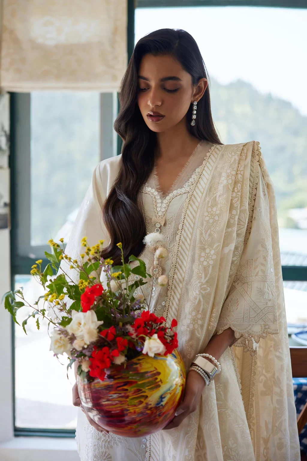 Embroidered 3 Piece Muzlin Suit - M262-009A-DD