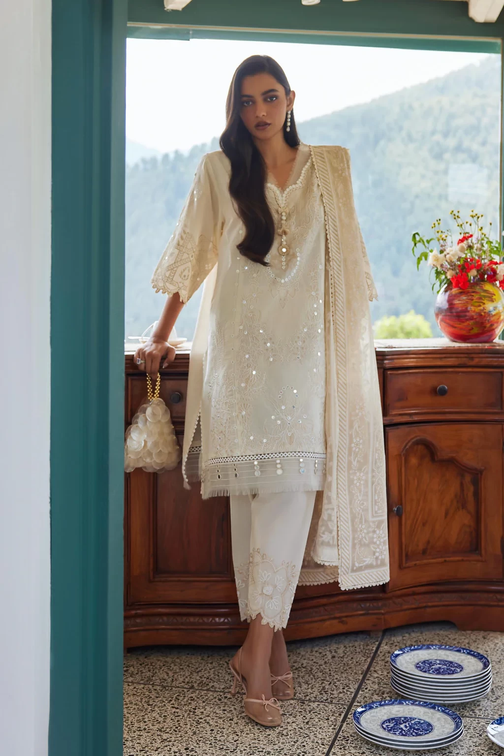 Embroidered 3 Piece Muzlin Suit - M262-009A-DD