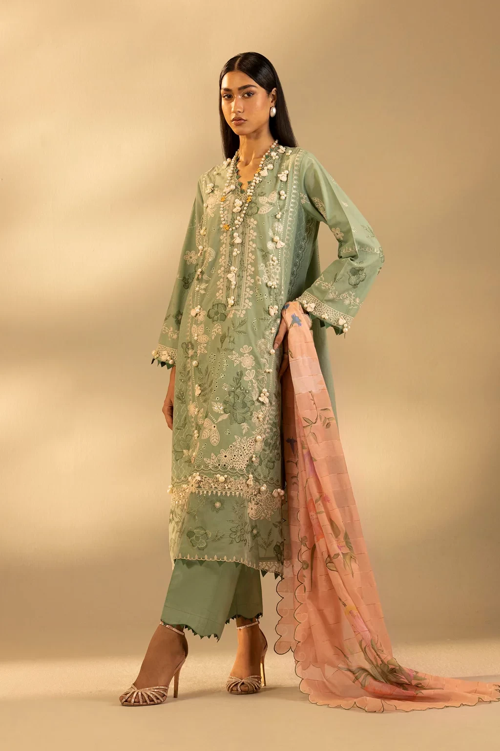 Embroidered 3 Piece Muzlin Suit - M262-008A-CT