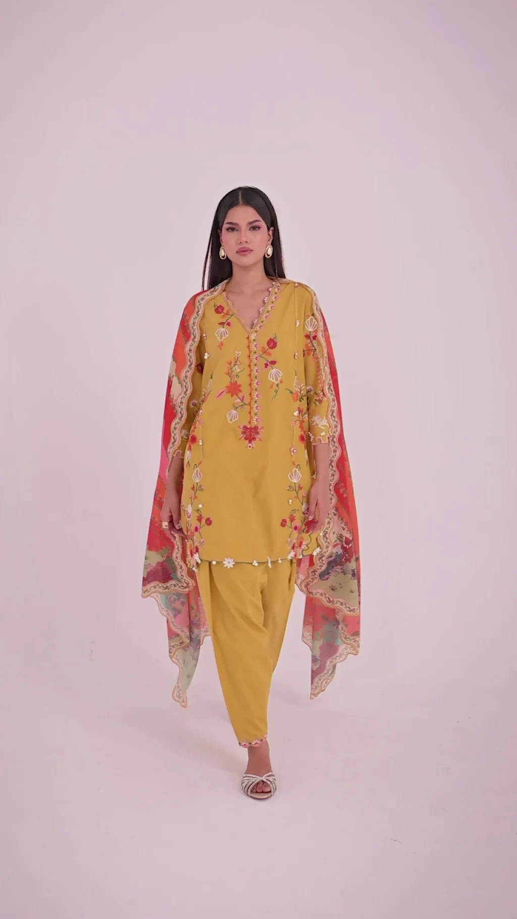 Embroidered 3 Piece Muzlin Suit - M262-006B-CV