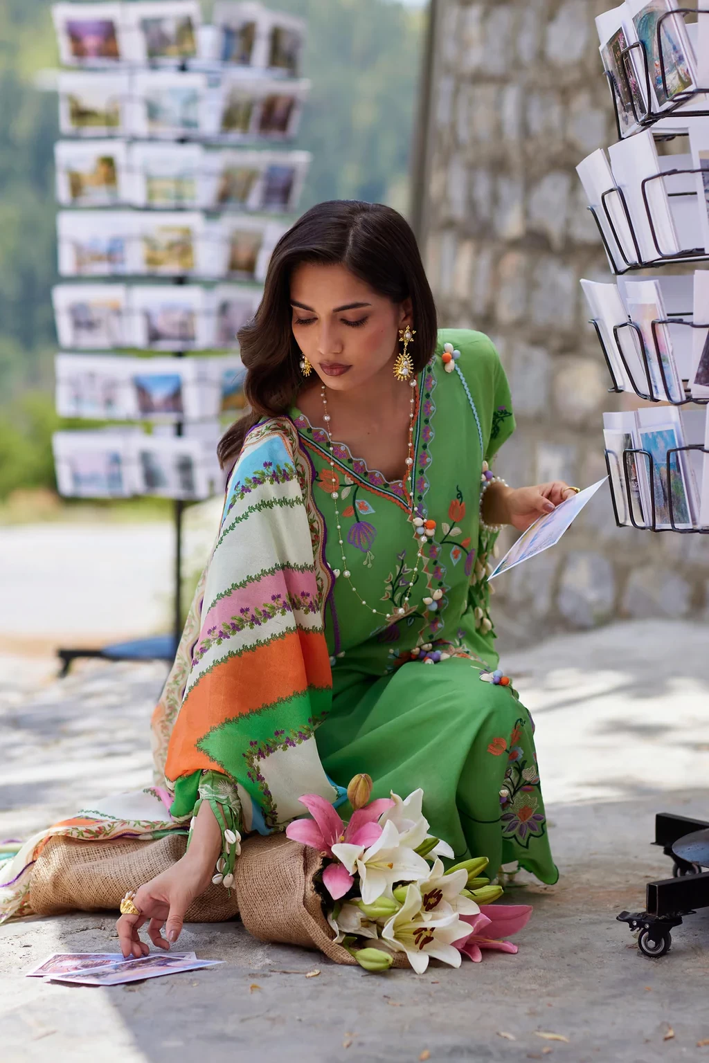 Embroidered 3 Piece Muzlin Suit - M262-006A-CV