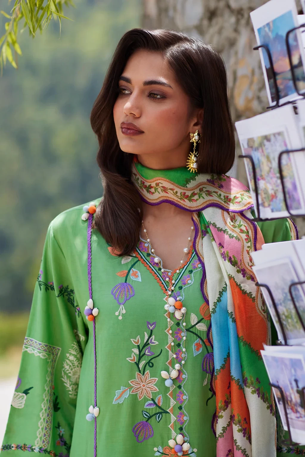Embroidered 3 Piece Muzlin Suit - M262-006A-CV