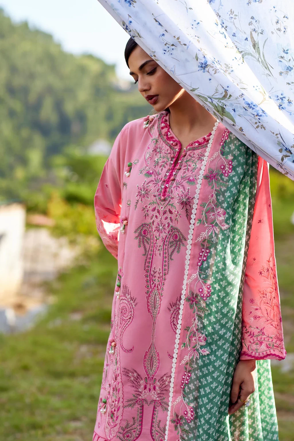 Embroidered 3 Piece Muzlin Suit - M262-005A-CJ