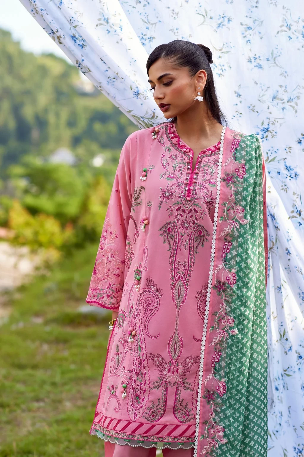 Embroidered 3 Piece Muzlin Suit - M262-005A-CJ
