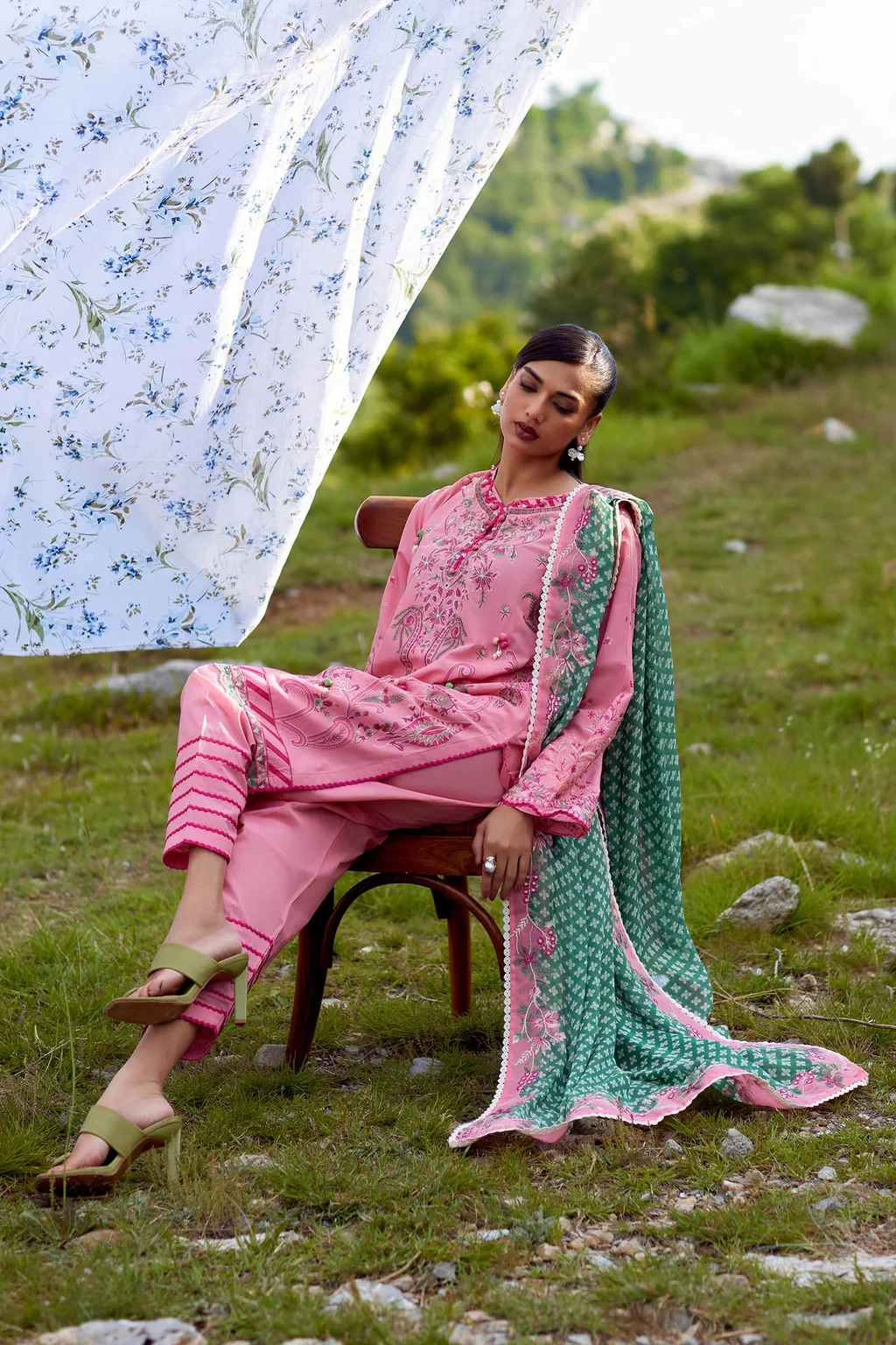 Embroidered 3 Piece Muzlin Suit - M262-005A-CJ