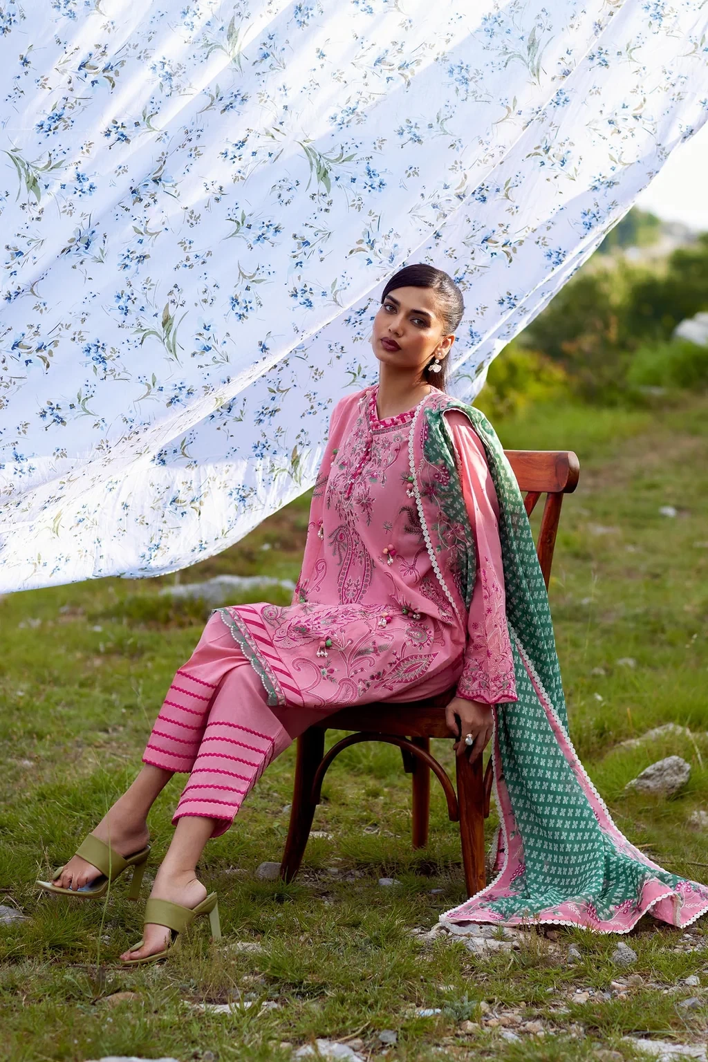 Embroidered 3 Piece Muzlin Suit - M262-005A-CJ