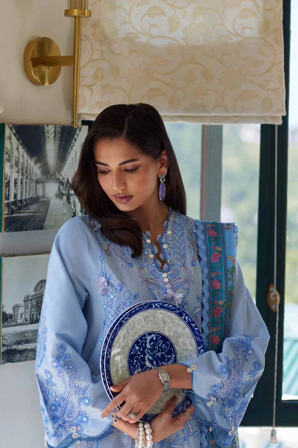 Embroidered 3 Piece Muzlin Suit - M262-004A-DC