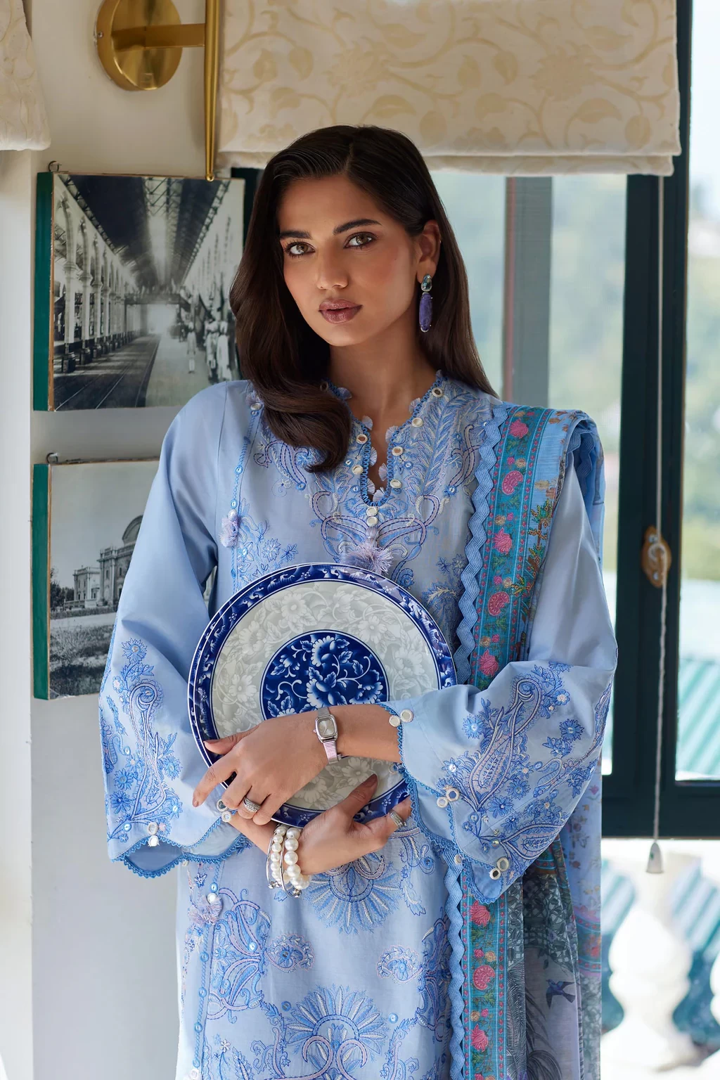 Embroidered 3 Piece Muzlin Suit - M262-004A-DC