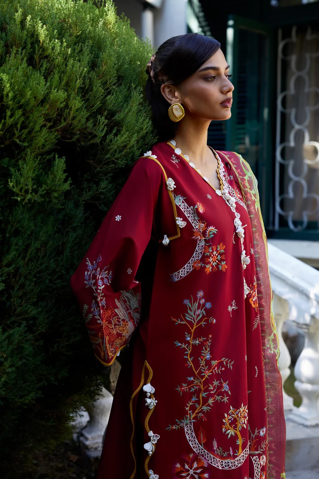 Embroidered 3 Piece Muzlin Suit - M262-003B-CH