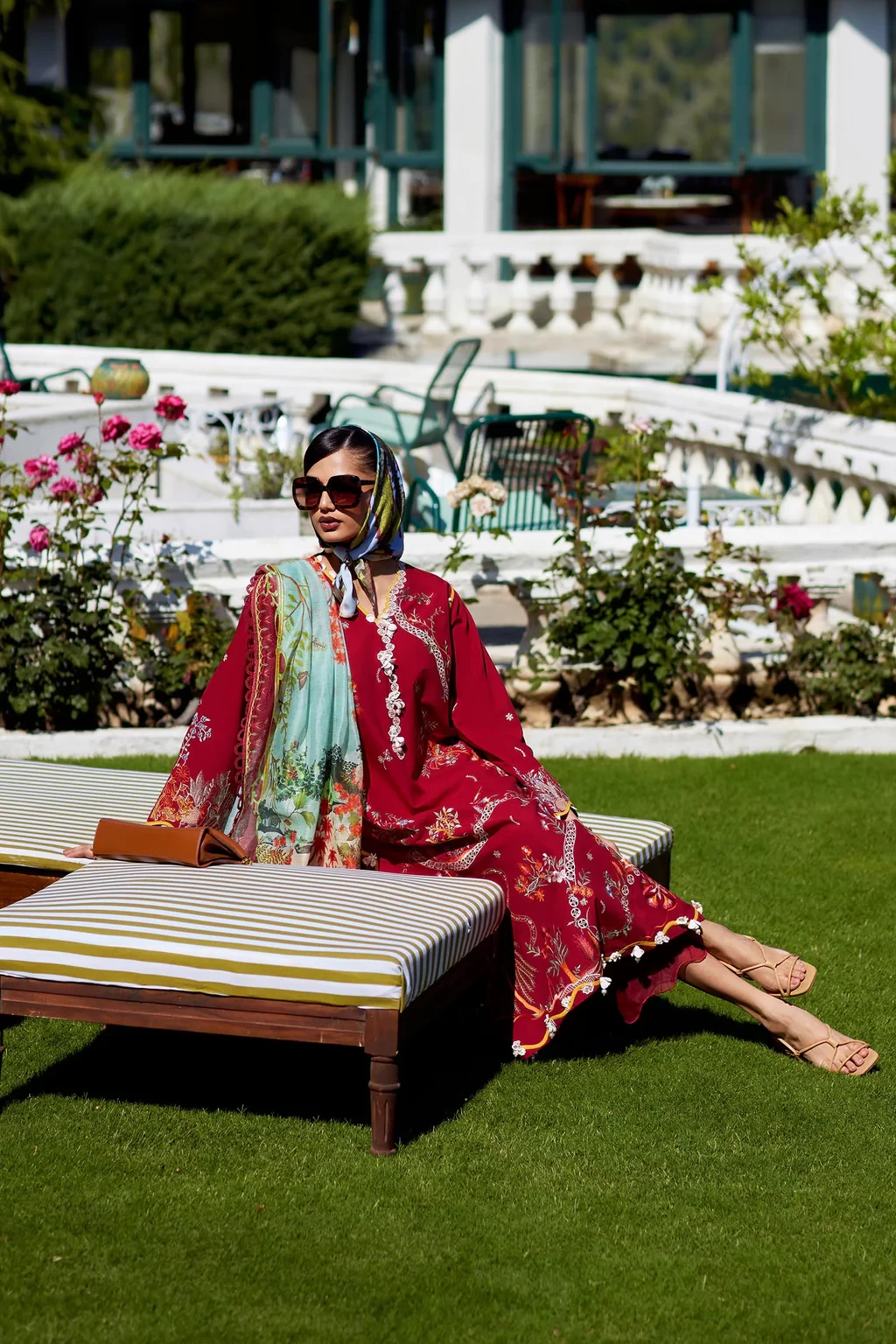 Embroidered 3 Piece Muzlin Suit - M262-003B-CH