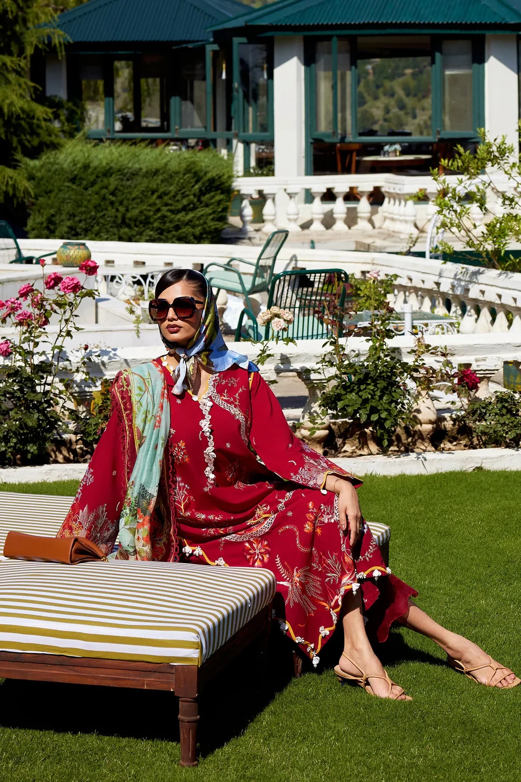 Embroidered 3 Piece Muzlin Suit - M262-003B-CH