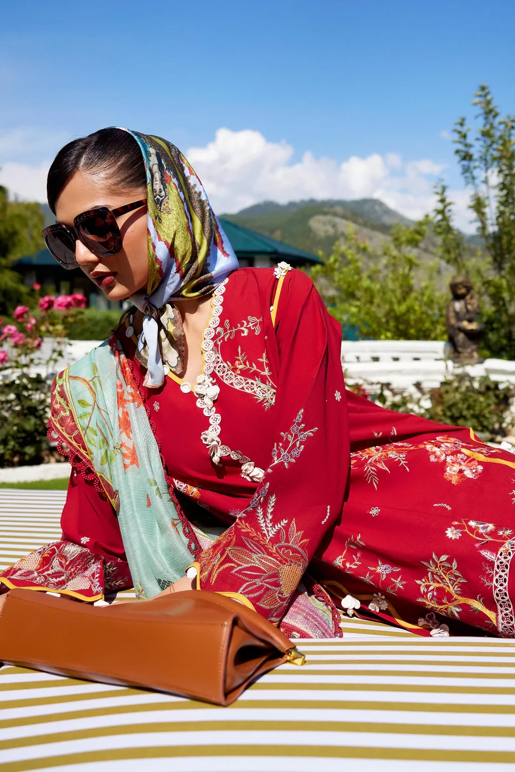 Embroidered 3 Piece Muzlin Suit - M262-003B-CH