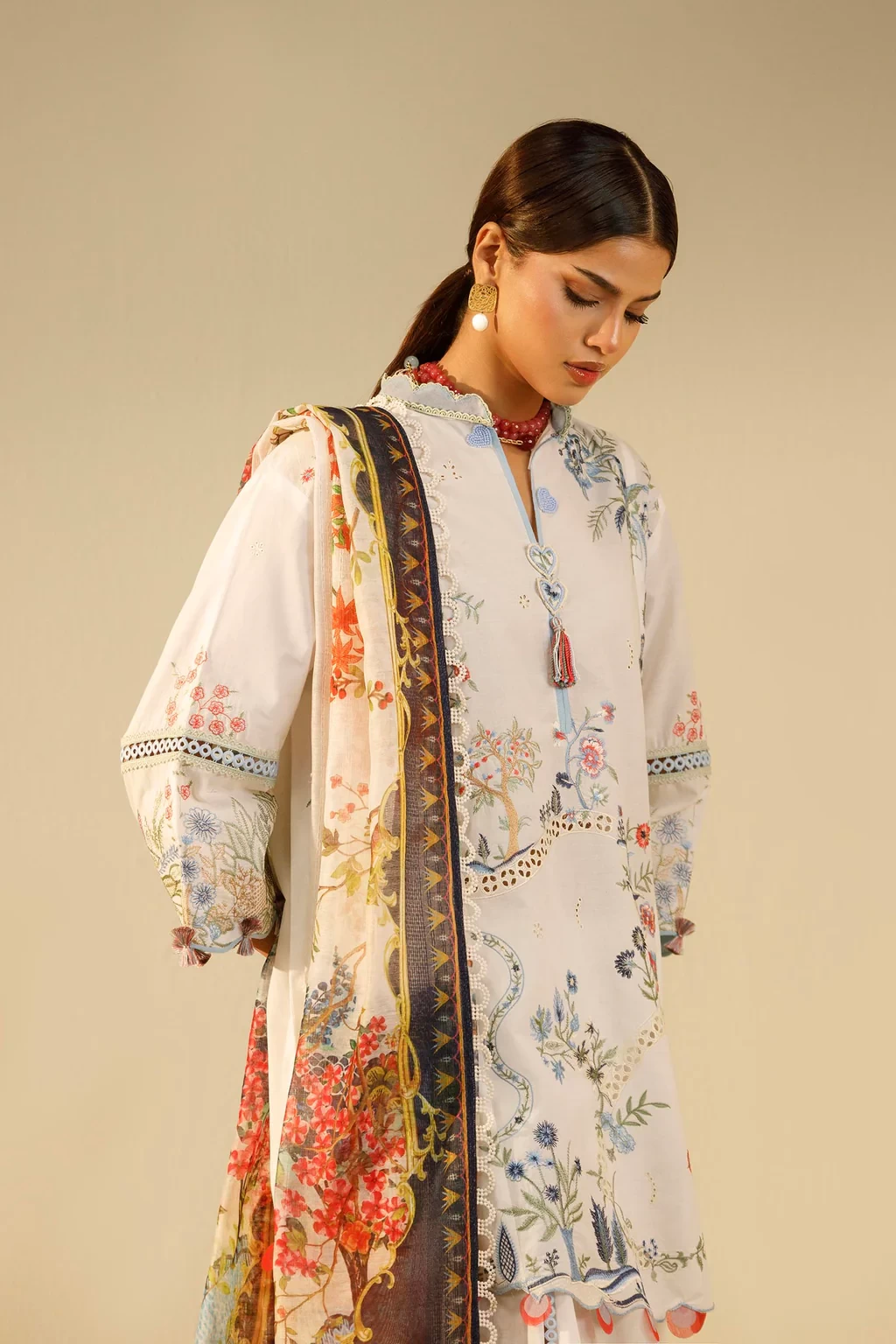 Embroidered 3 Piece Muzlin Suit -  M262-003A-CH
