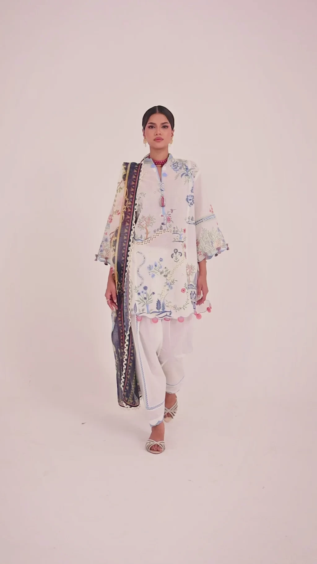 Embroidered 3 Piece Muzlin Suit -  M262-003A-CH