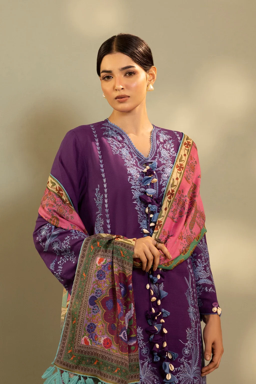 Embroidered 3 Piece Muzlin Suit - M262-002B-DC
