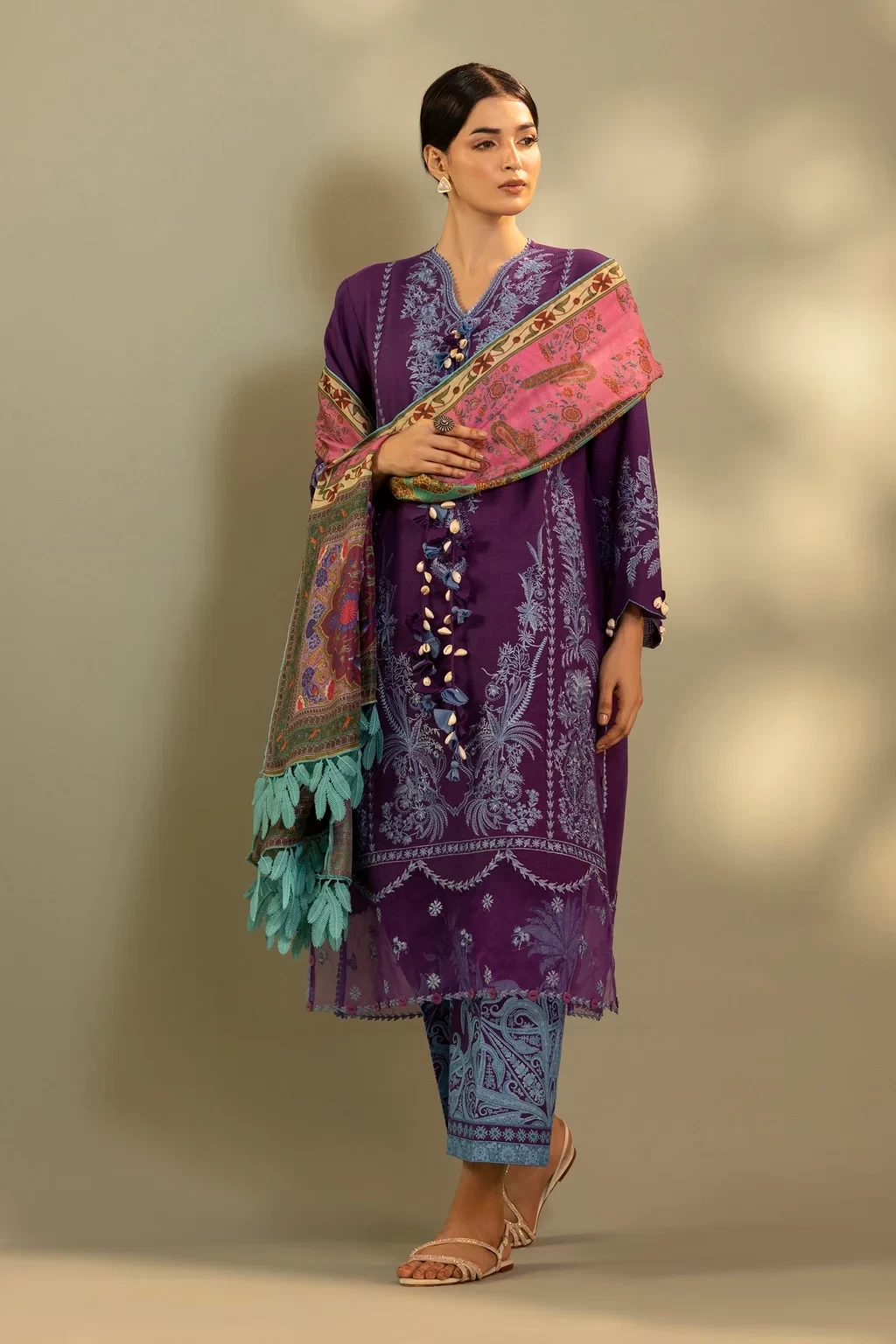 Embroidered 3 Piece Muzlin Suit - M262-002B-DC