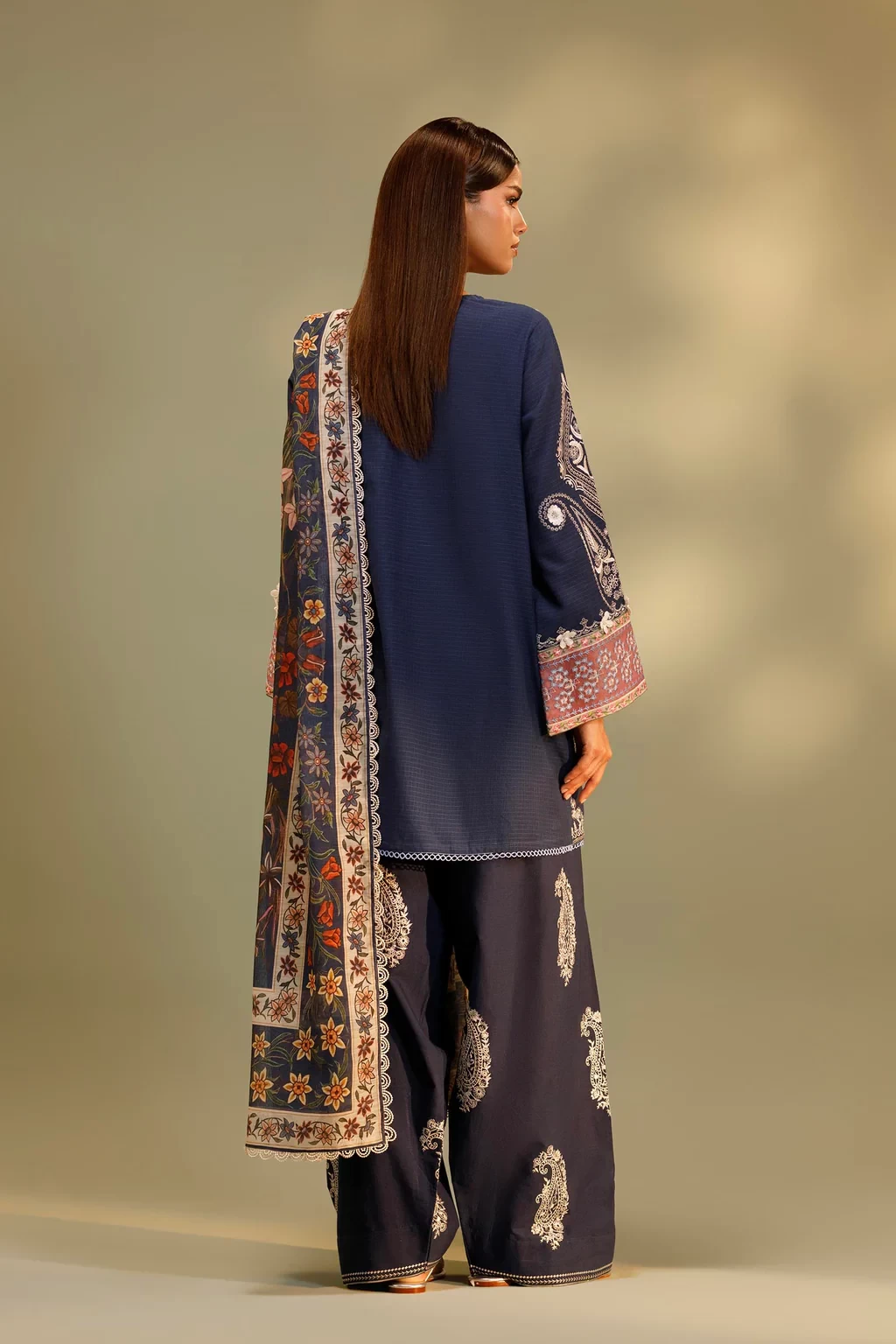 Embroidered 3 Piece Muzlin Suit - M262-001B-CT