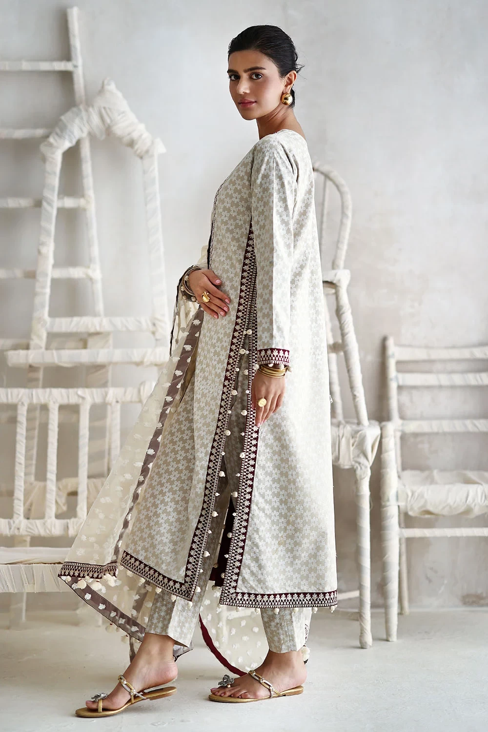 3 Piece Lacquer Printed Lawn Suit - W-FB-LC-26-477277