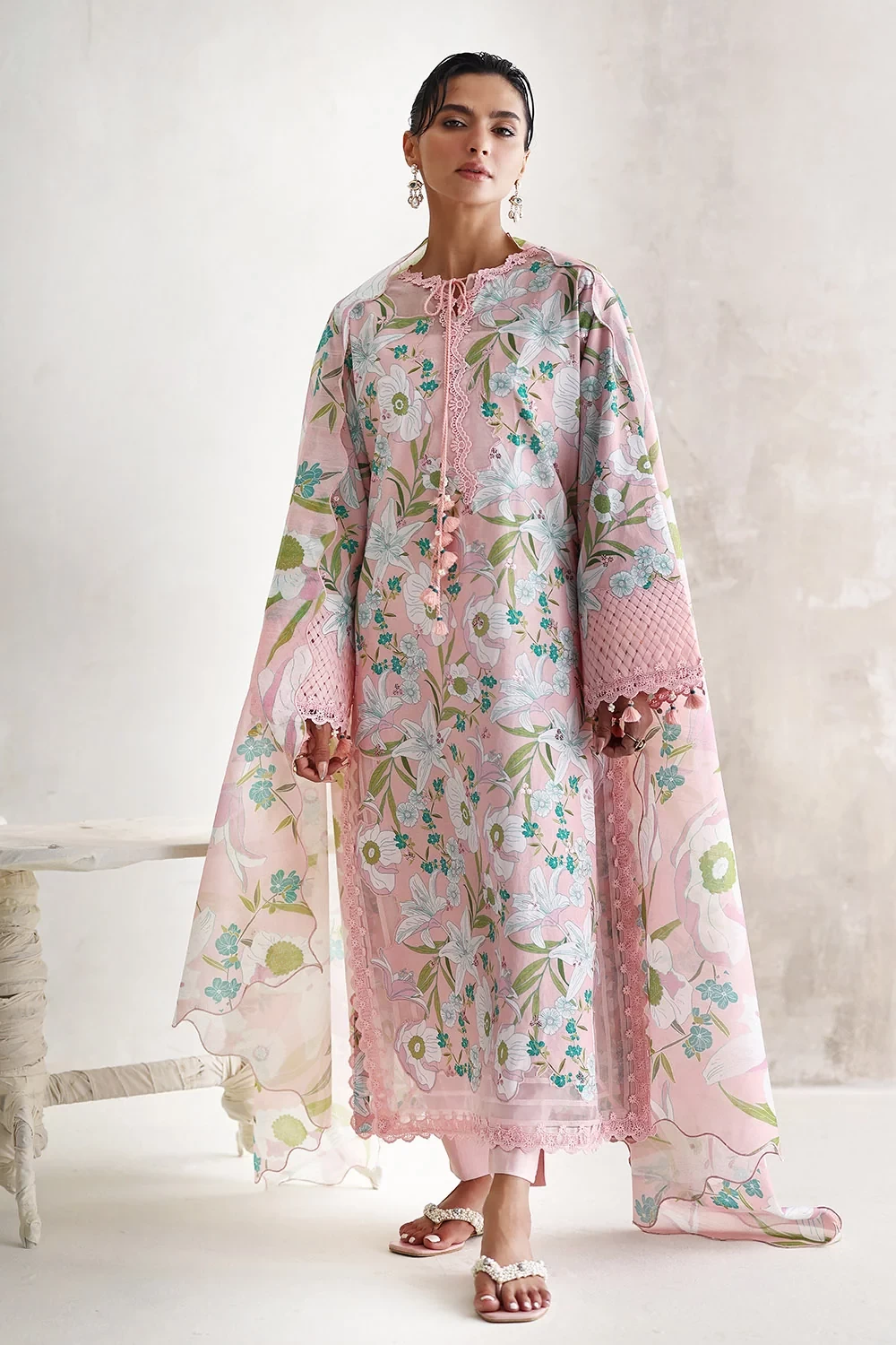 3 Piece Embroidered Printed Lawn Suit - W-FB-LC-26-477278