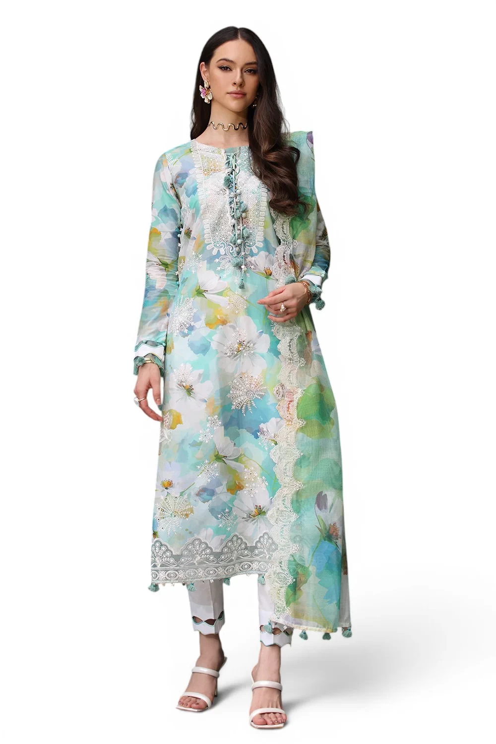 3 Piece Embroidered Printed Lawn Suit - W-FB-RE-26-477258