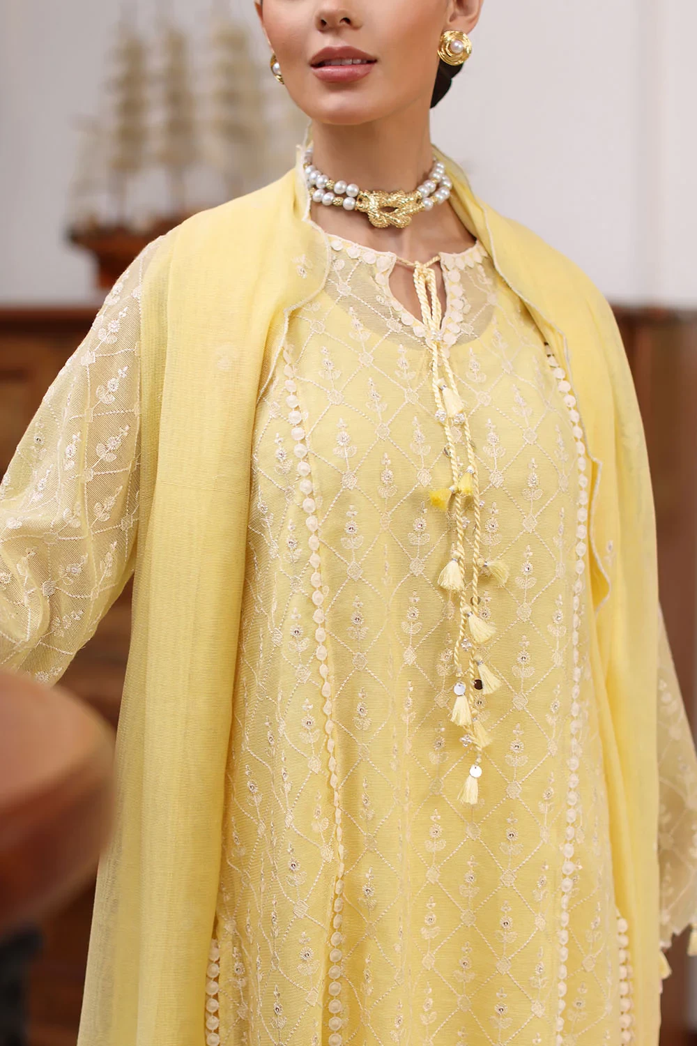 3 Piece Embroidered Khaddi Net Suit - W-FB-RE-26-477282