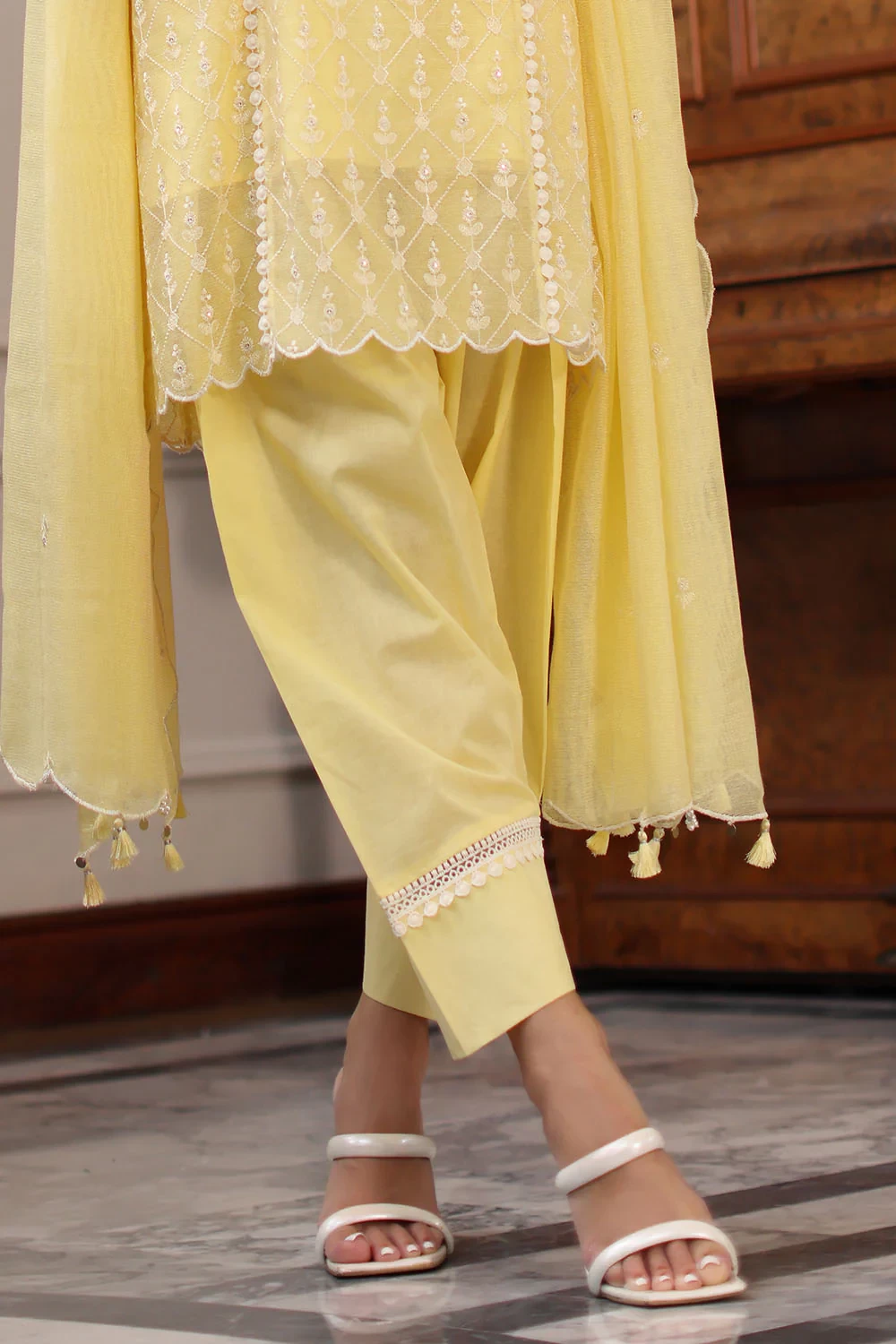 3 Piece Embroidered Khaddi Net Suit - W-FB-RE-26-477282