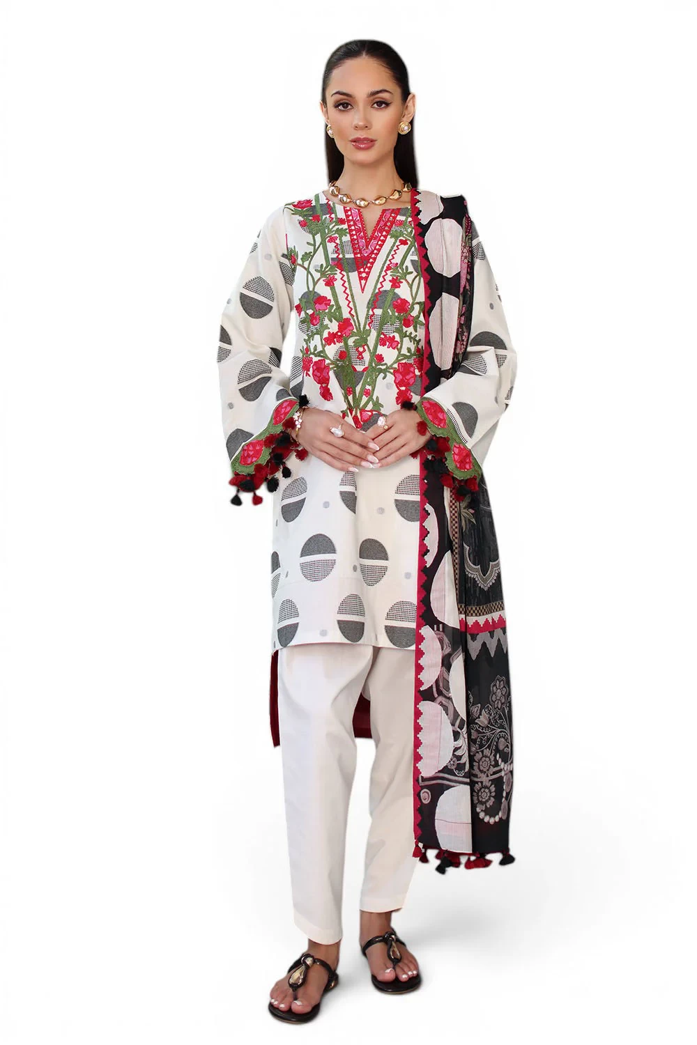 3 Piece Embroidered Jacquard Suit - W-FB-RE-26-477279