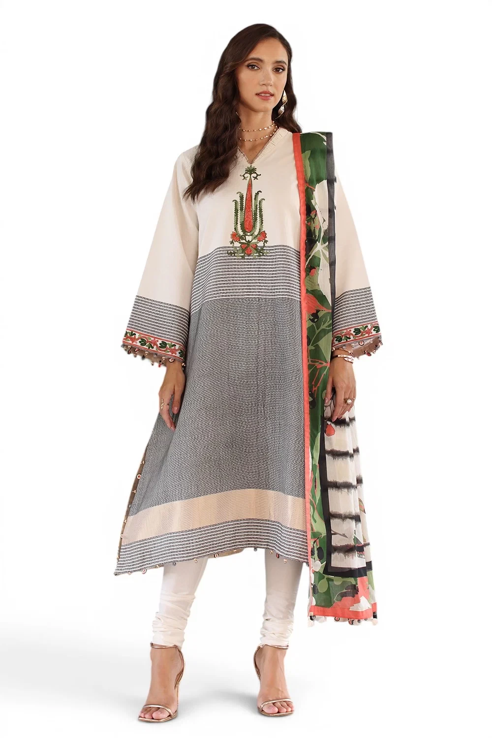 3 Piece Embroidered Jacquard Suit - W-FB-RE-26-477280