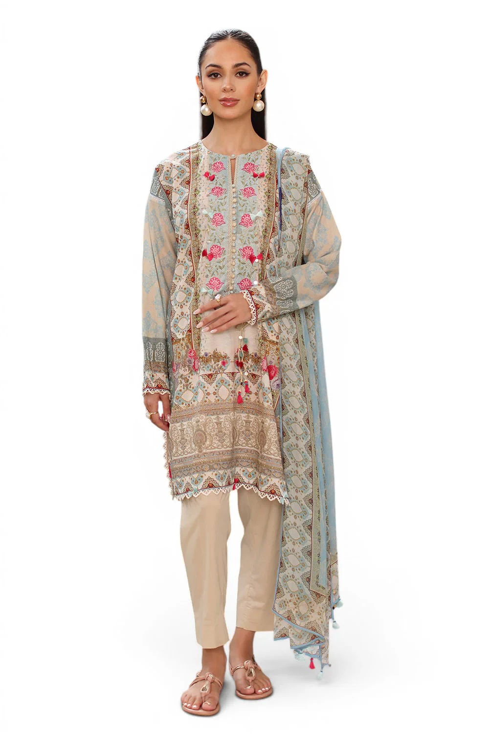 3 Piece Printed Lawn Suit - W-FB-RE-26-477247