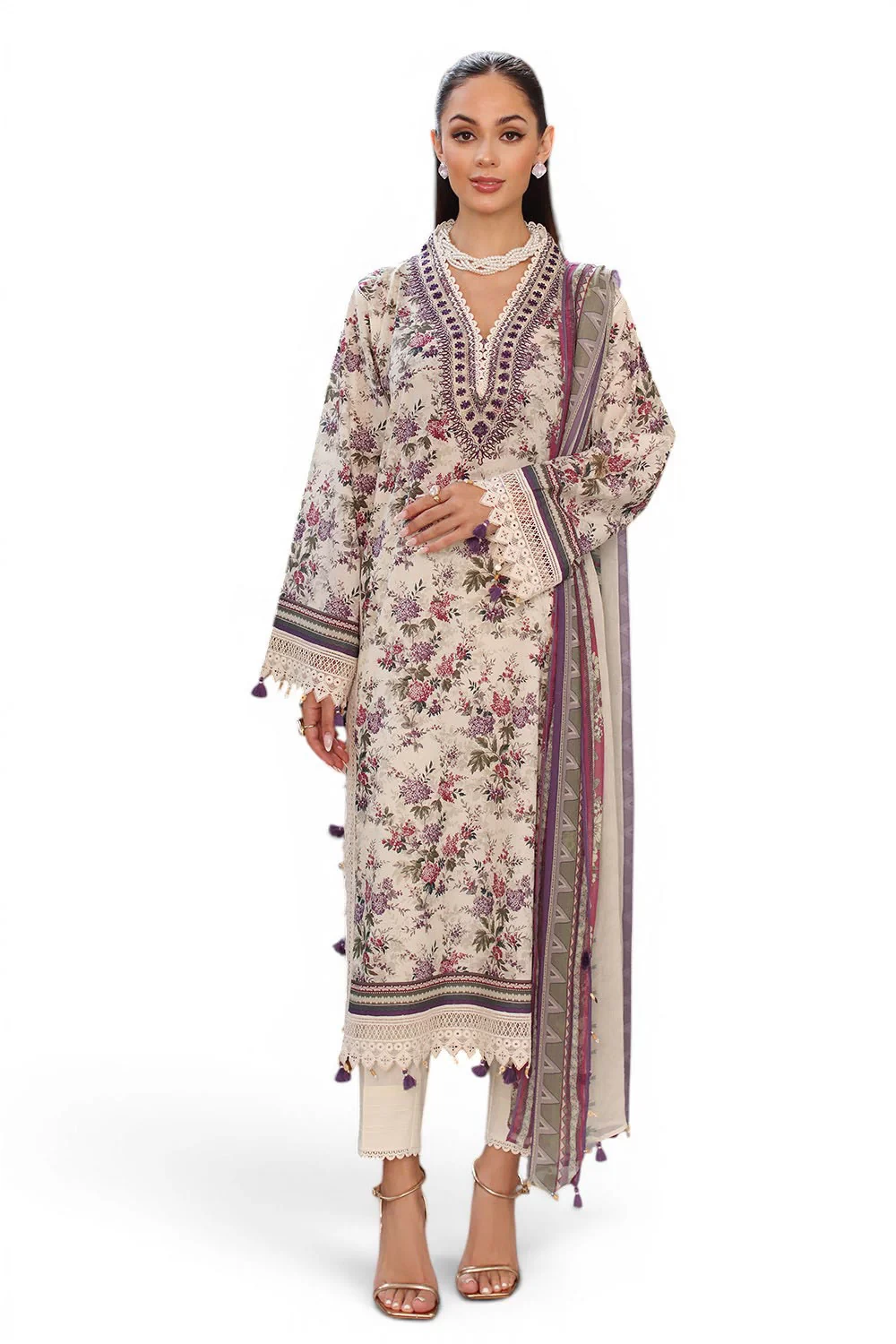 3 Piece Printed Lawn Suit - W-FB-RE-26-477238