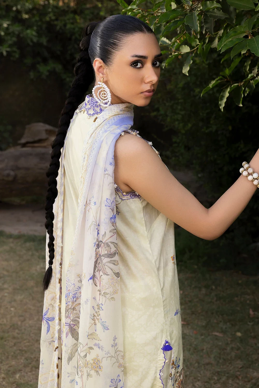 3 Piece Printed Lawn Suit with Printed Chiffon Dupatta and Embroidered Borders -