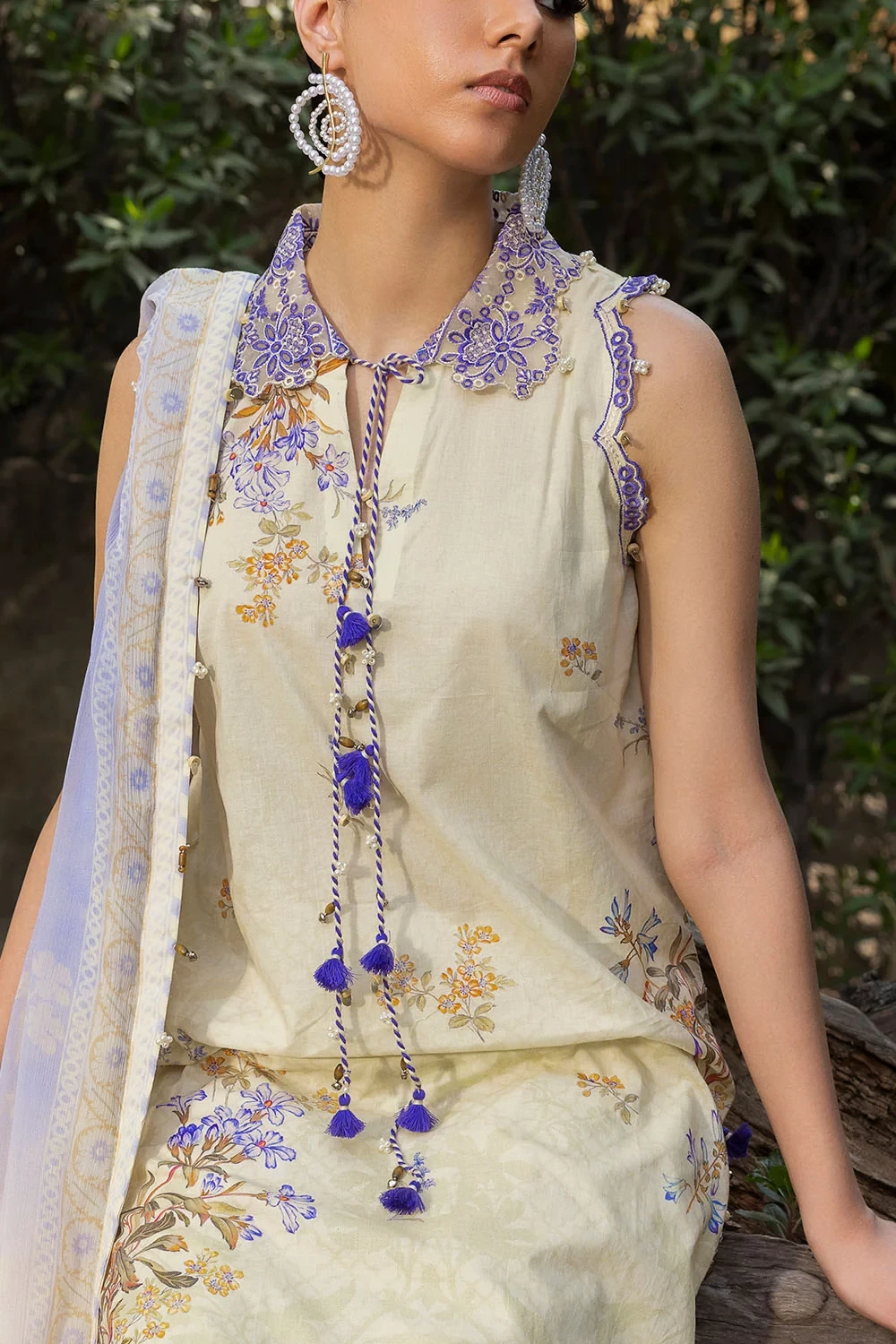 3 Piece Printed Lawn Suit with Printed Chiffon Dupatta and Embroidered Borders -