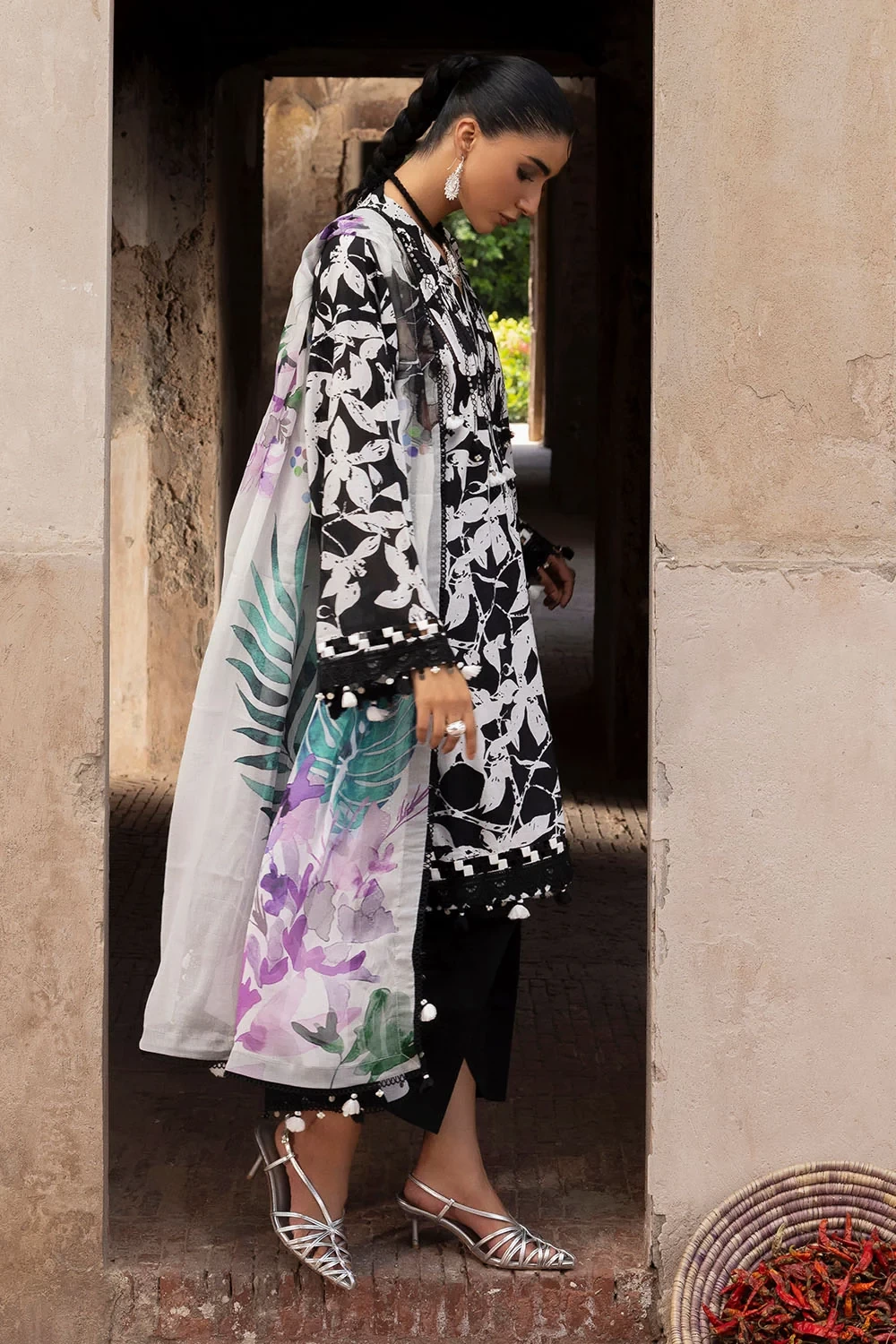 3 Piece Embroidered Printed Lawn Suit with Embroidered Printed Chiffon Dupatta -