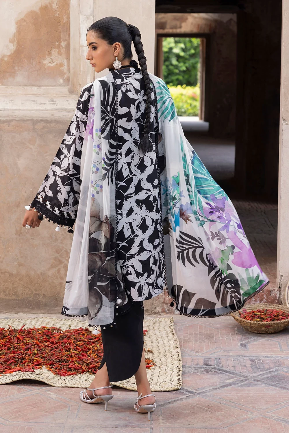 3 Piece Embroidered Printed Lawn Suit with Embroidered Printed Chiffon Dupatta -