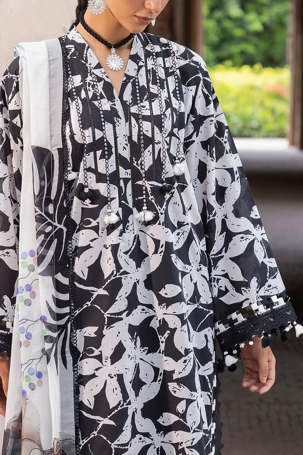 3 Piece Embroidered Printed Lawn Suit with Embroidered Printed Chiffon Dupatta -