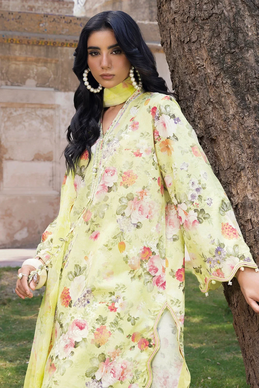 3 Piece Embroidered Printed Lawn Suit with Printed Chiffon Dupatta - BM-62046