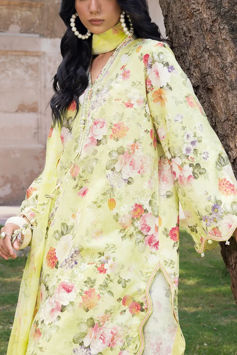 3 Piece Embroidered Printed Lawn Suit with Printed Chiffon Dupatta - BM-62046