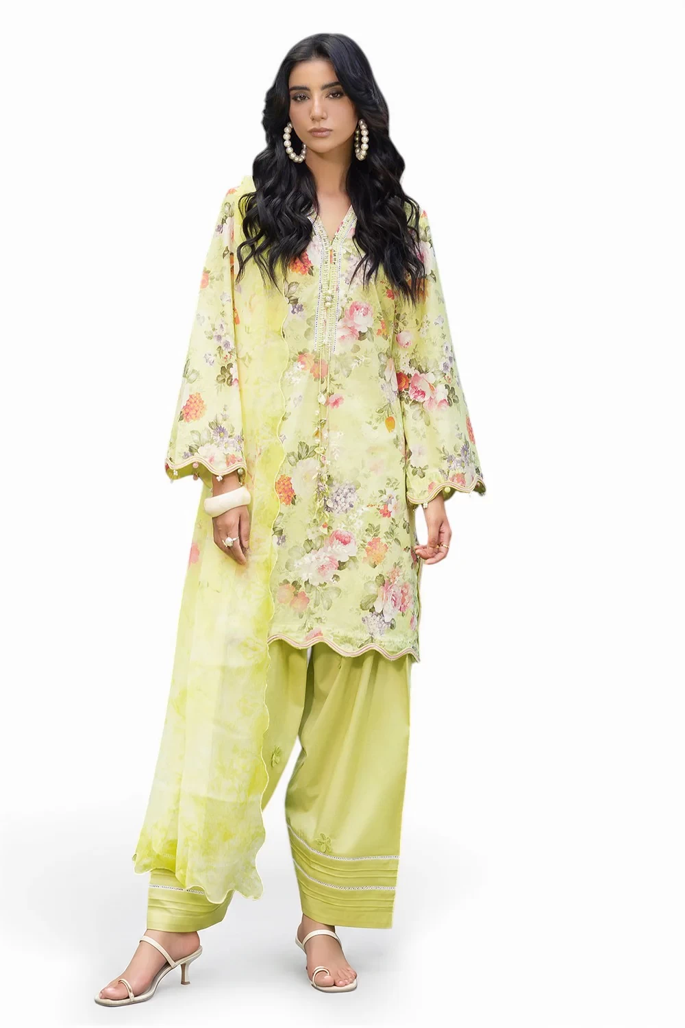 3 Piece Embroidered Printed Lawn Suit with Printed Chiffon Dupatta - BM-62046