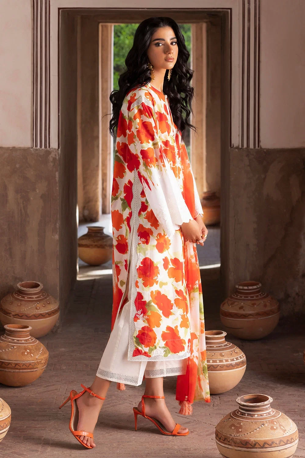 3 Piece Embroidered Printed Lawn Suit with Printed Chiffon Dupatta - BM-62056