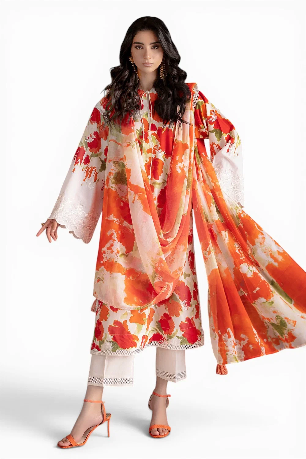 3 Piece Embroidered Printed Lawn Suit with Printed Chiffon Dupatta - BM-62056