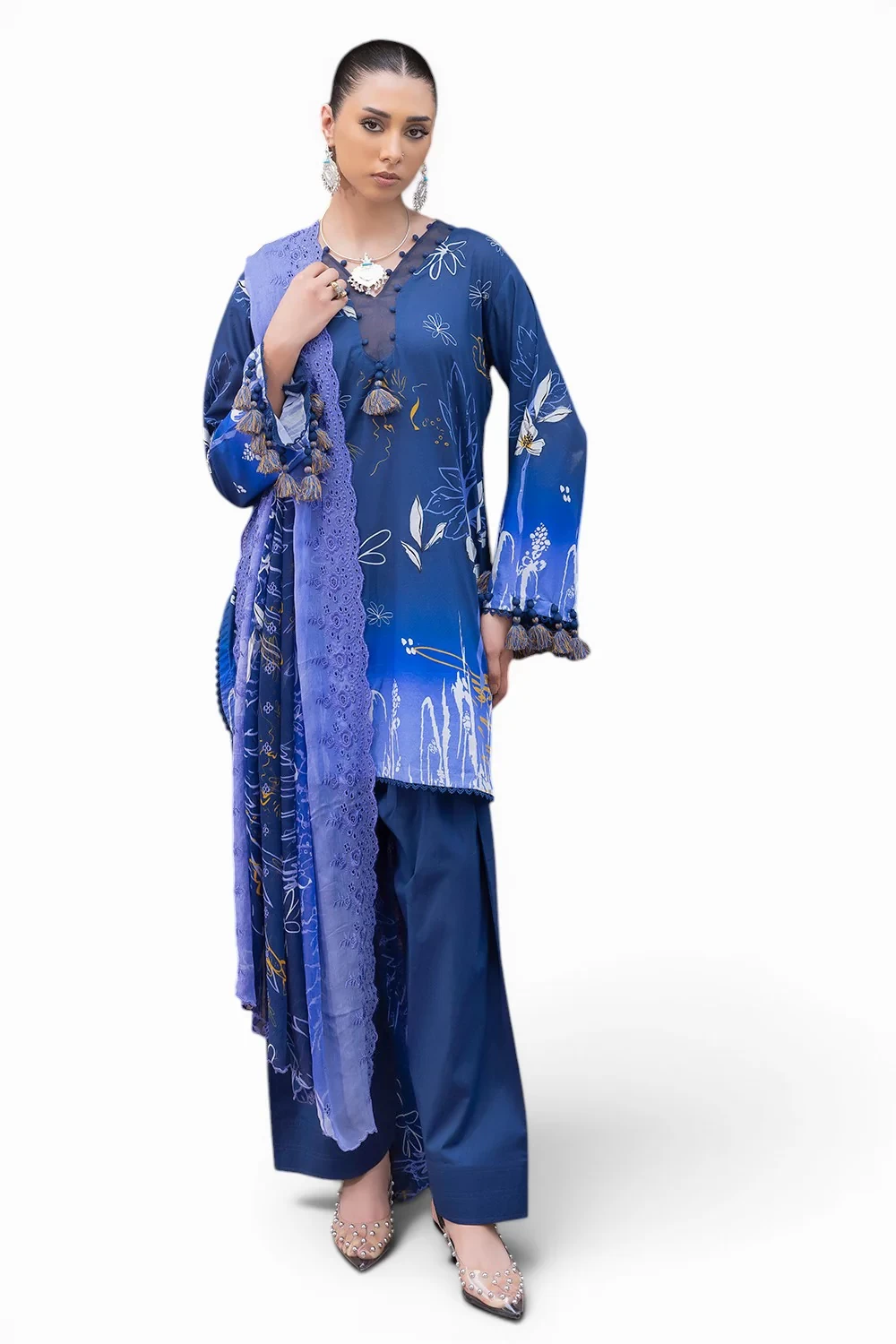 3 Piece Printed Lawn Suit with Embroidered Printed Chiffon Dupatta - BCT-62003