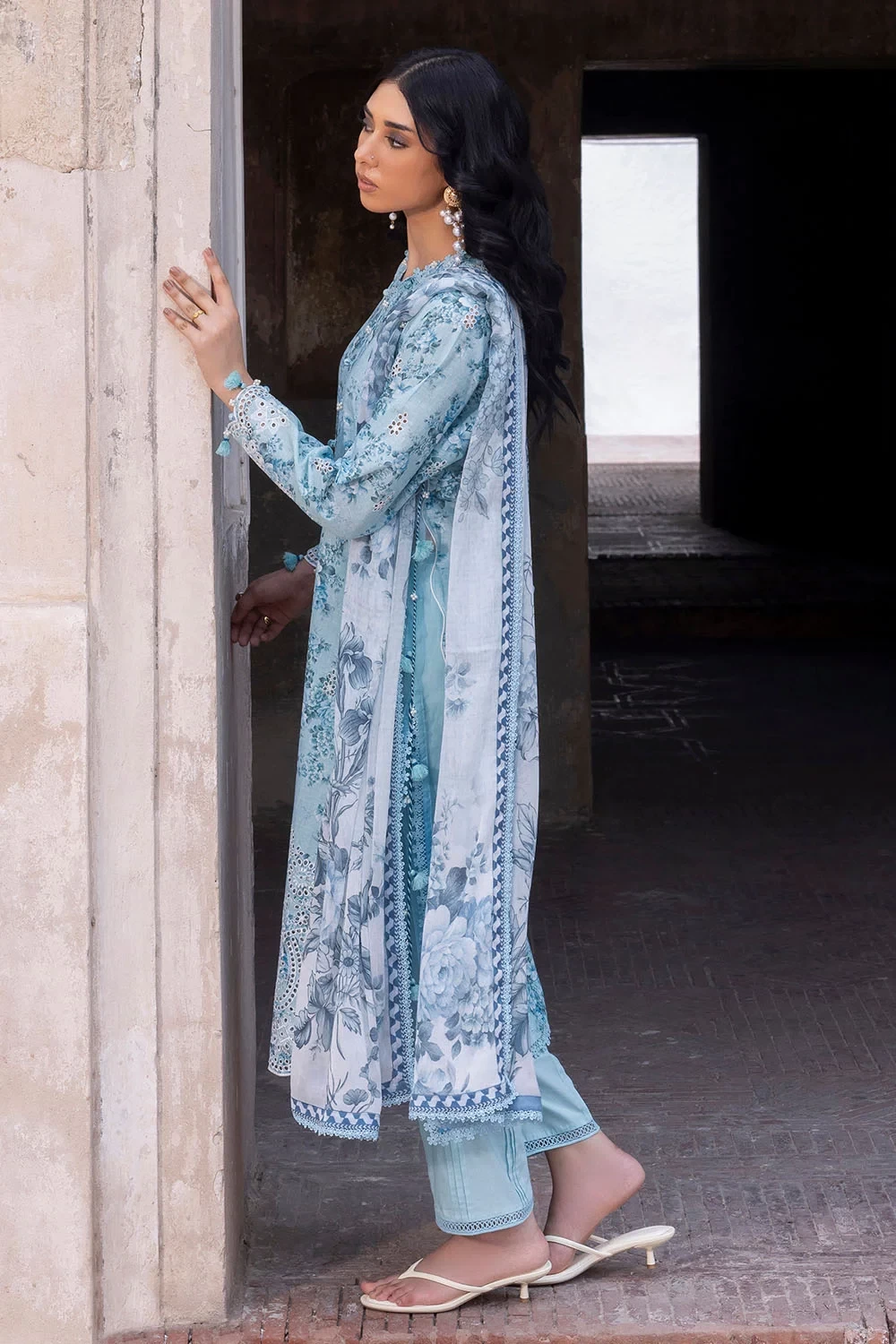 3 Piece Embroidered Printed Lawn Suit with Printed Chiffon Dupatta - BM-62032